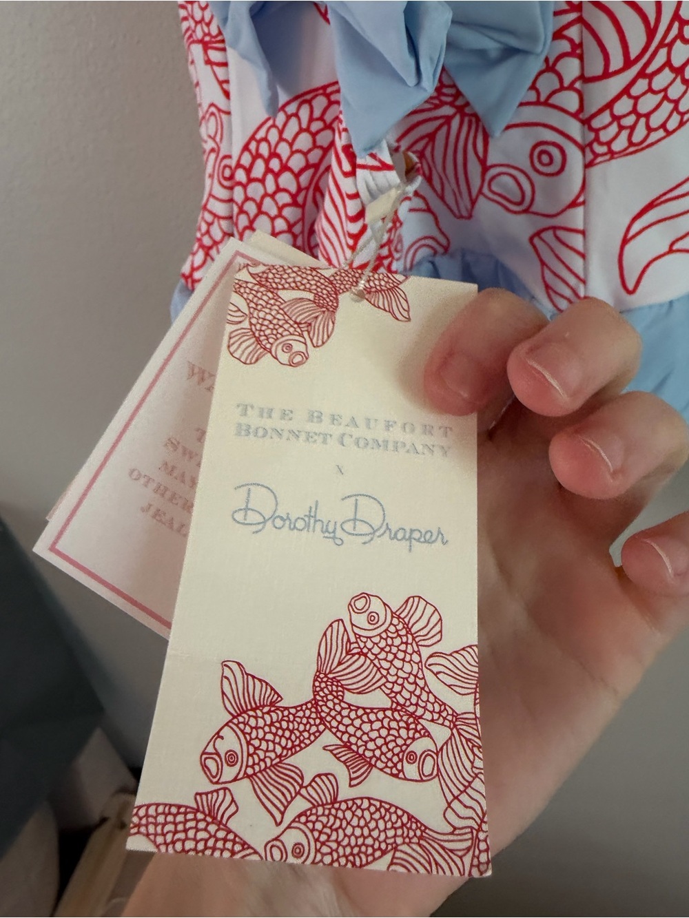 The Beaufort Bonnet x Dorothy Draper Red Fish Print Ruffle One-Piece Swimsuit - Picture 4 of 4